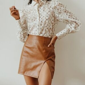 Lulus Walking The Walk Camel Vegan Leather Mini Skirt Brown